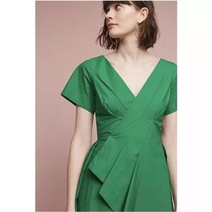 NEW WITHOUT TAG ANTHROPOLOGIE MAEVE SEAMED POPLIN DRAPED DRESS SZ US 8
